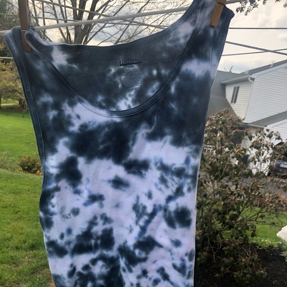 TIE DYE RIBBED CROP TANK TOP - BLACK - Picture 2 of 5